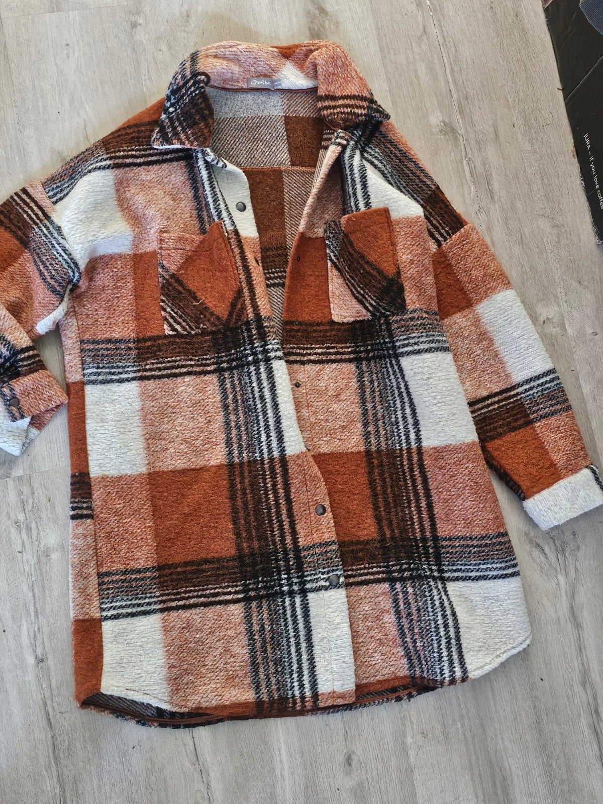 Geisha geruite jas/blouse - wolblend - maat 2XL/44, Geisha, Maat 42/44 (L), Oranje, Ophalen of Verzenden