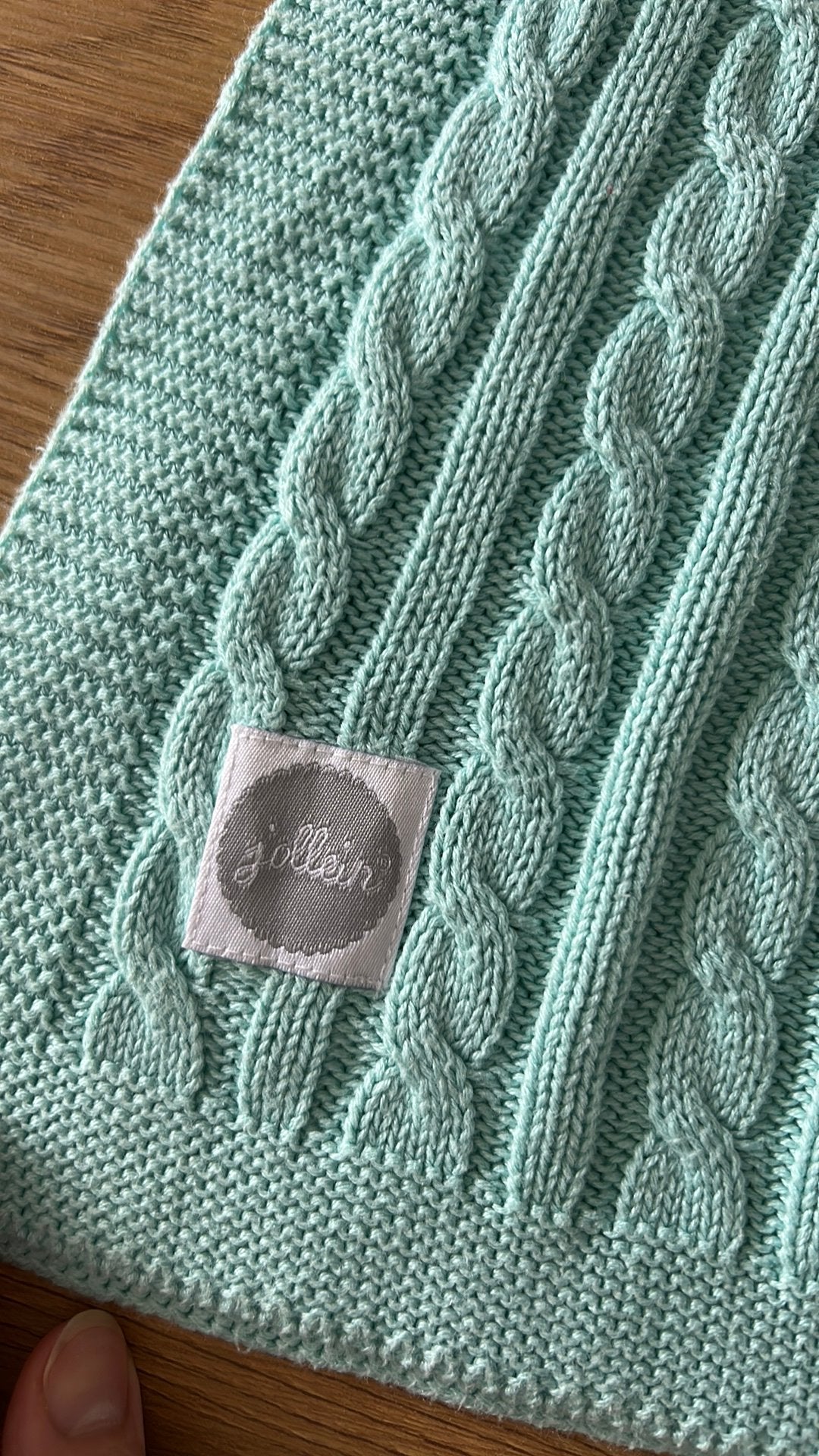 Jolijn mintgroene babydeken gebreid 100 x 155 cm, Kinderen en Baby's, Groen, Jollein, Ophalen of Verzenden, Zo goed als nieuw