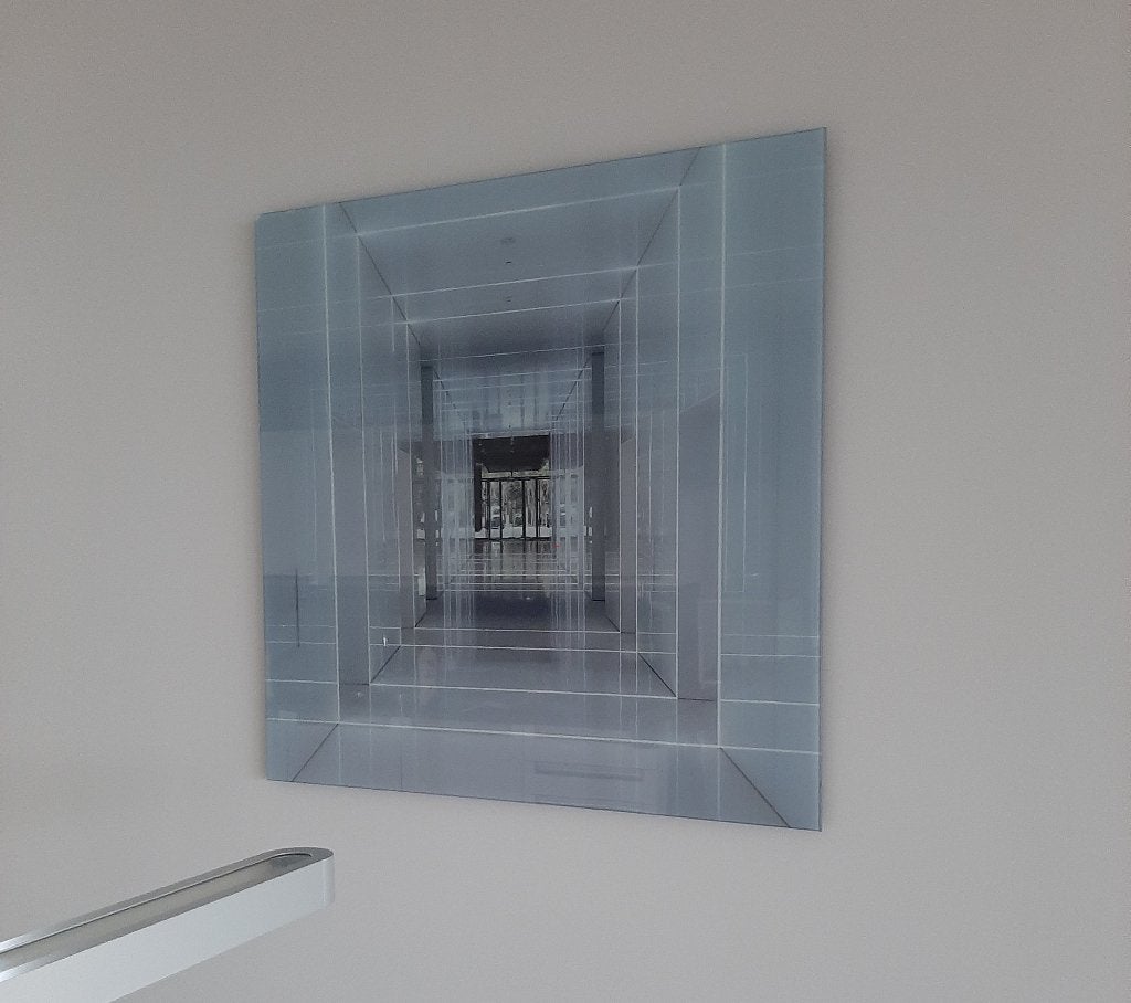 Modern glazen wanddecoratie met diepte-effect, Ophalen, Wandsculptuur, 74 cm, 74 cm