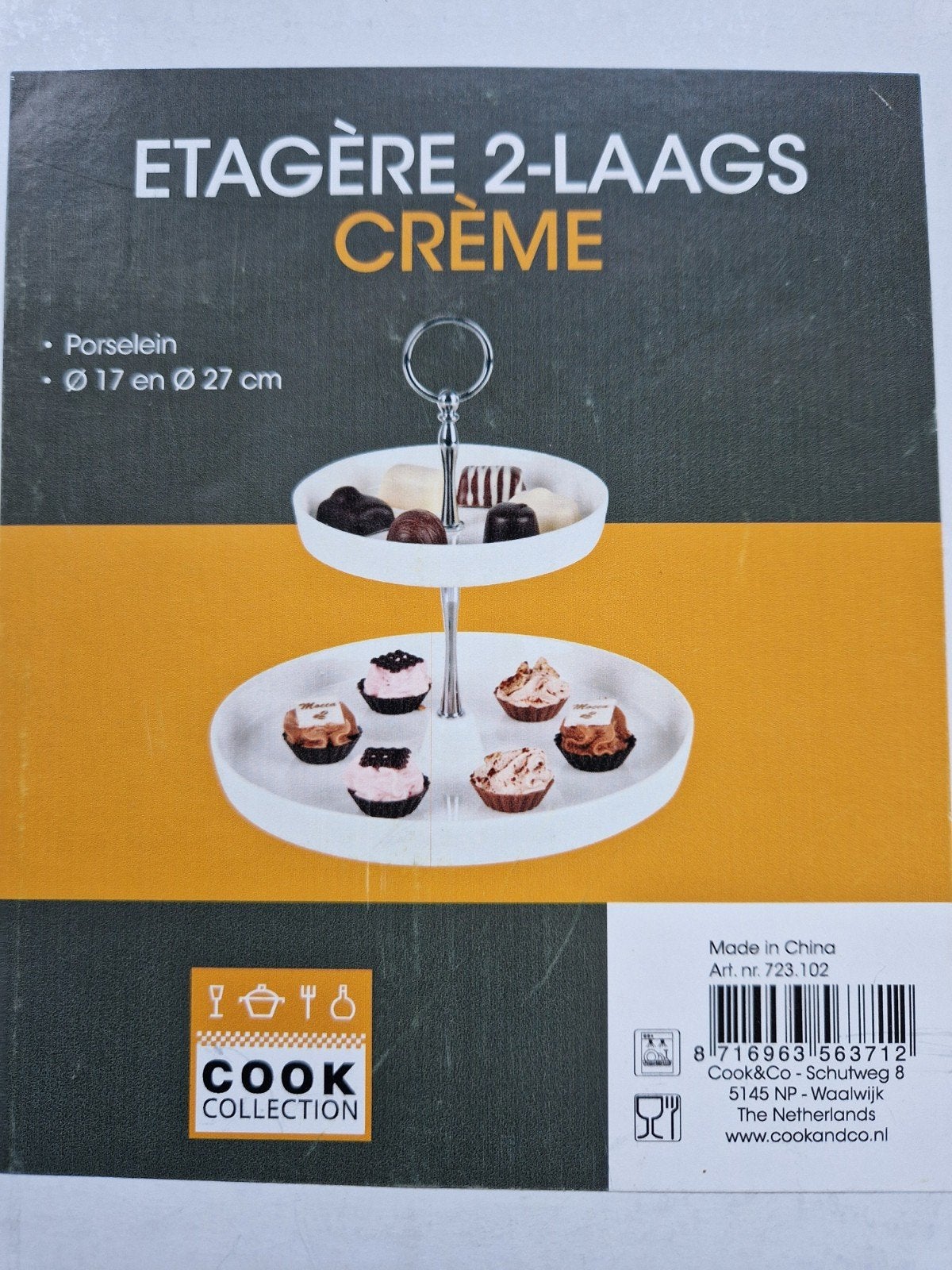 Cook Collection 2-laags etagère porselein, crème, nieuw, Ophalen of Verzenden, Zo goed als nieuw