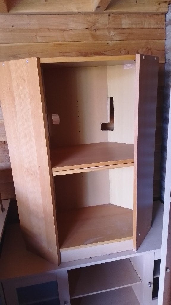 bijna gratis: lage hoekkast, Huis en Inrichting, Kasten | Vitrinekasten, Ophalen, Met plank(en), Gebruikt, 50 tot 100 cm