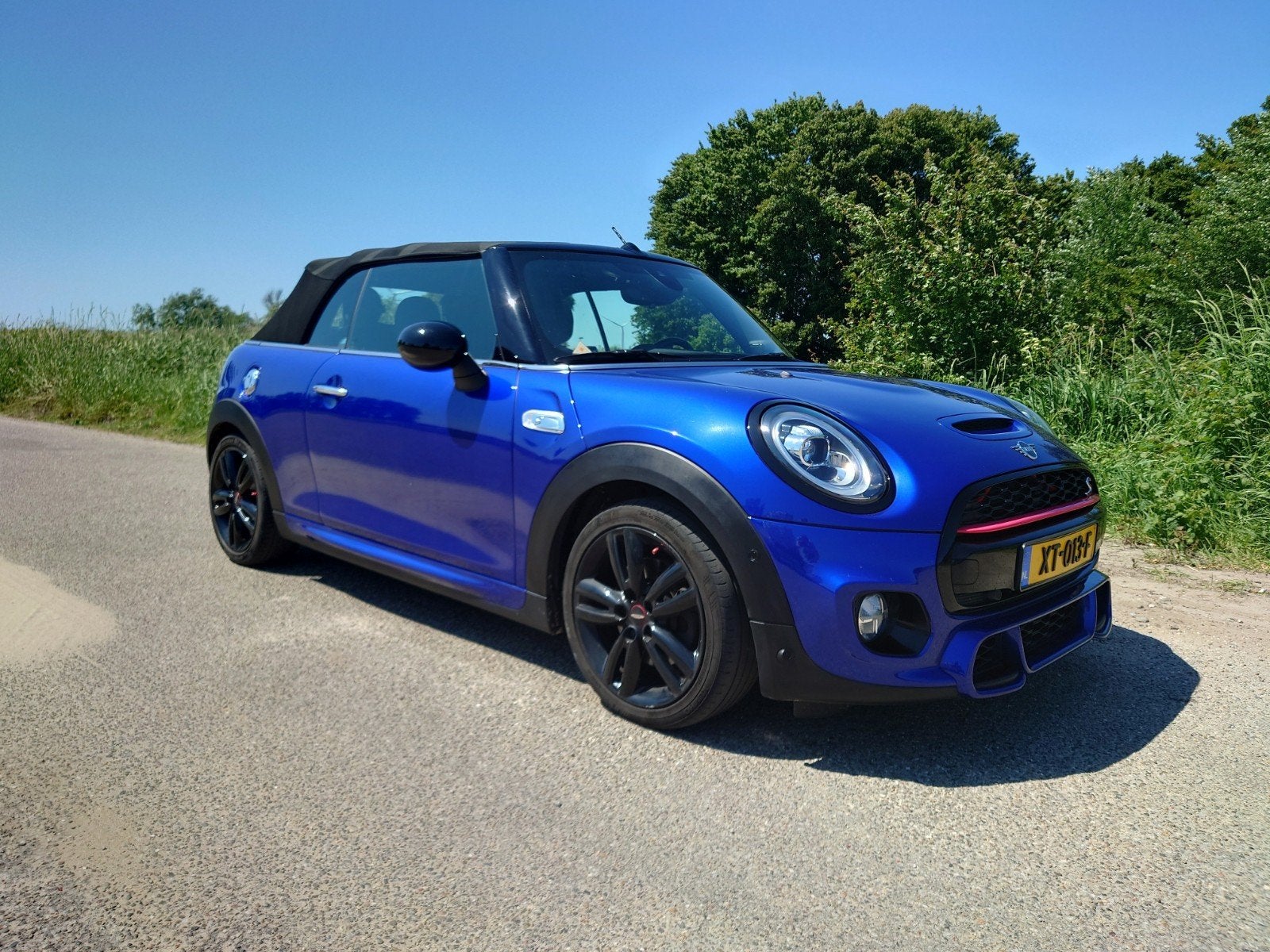Mini Cooper S Cabrio 2.0 192pk Aut 2019 Blauw, Auto's, 1998 cc, Zwart, Adaptive Cruise Control, Particulier