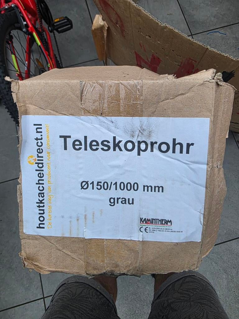 Nieuwe kachelpijp - Teleskoprohr Ø150/1000 mm grijs, Ophalen of Verzenden, Nieuw