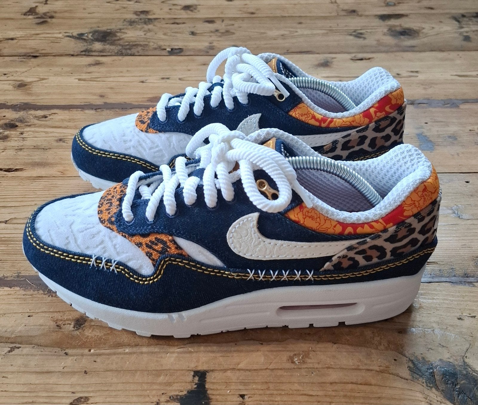 Nike Air Max 1 Denim Leopard - Maat 44, Kleding | Heren, Nike air max, Blauw, Nieuw, Ophalen of Verzenden