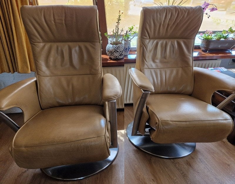 Prominent Relax Fauteuil met leren bekleding (2 stuks), Ophalen, Gebruikt, 75 tot 100 cm, Leer
