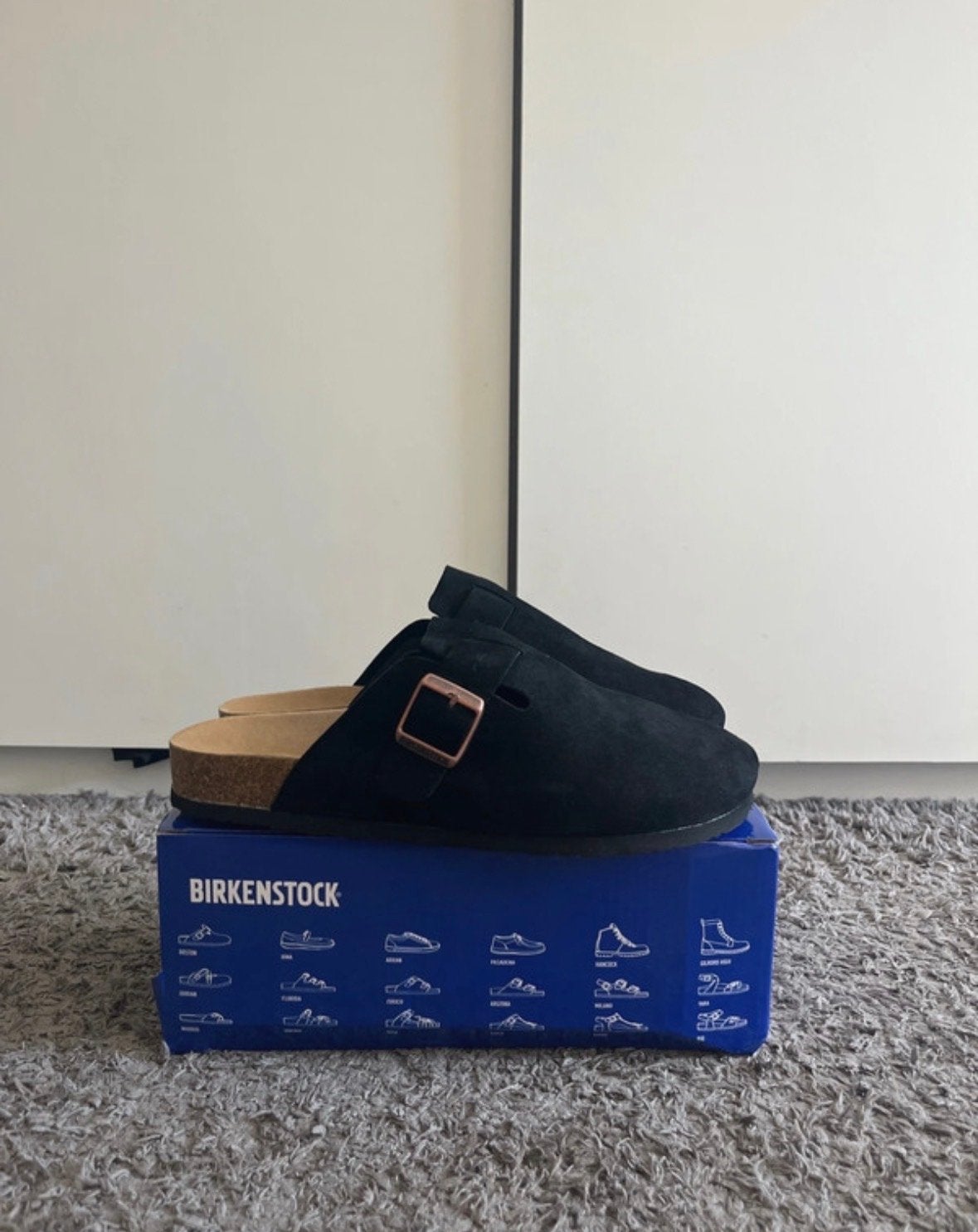 Birkenstock Boston klompen - Zwart suède - Maat 43, Kleding | Dames, Zwart, Zo goed als nieuw, Sandalen of Muiltjes, Ophalen of Verzenden