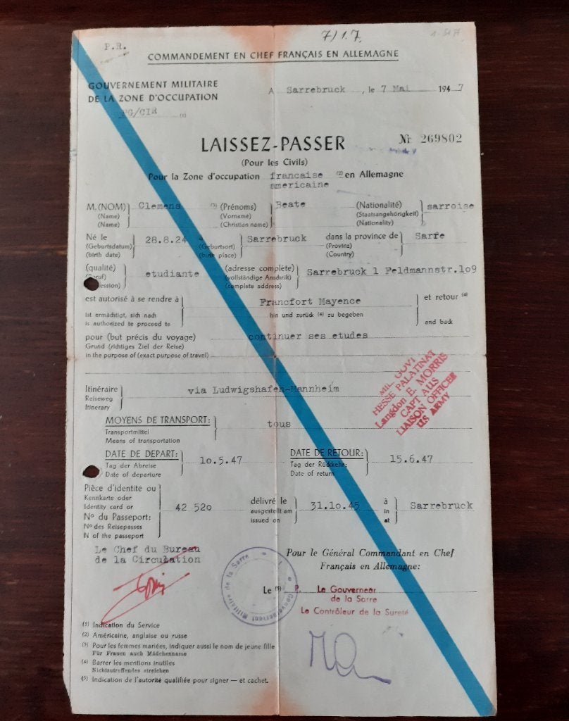 Laissez-passer Franse zone Duitsland na WO II, Verzenden, Overige soorten, Duitsland, Overige typen