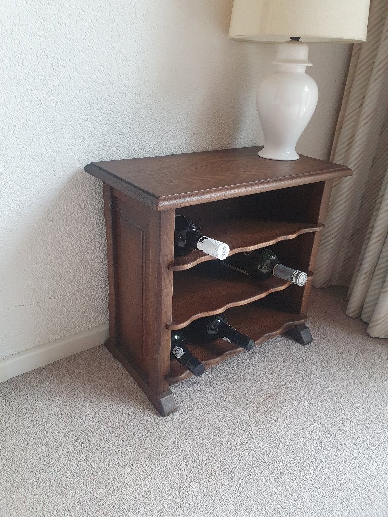 Massief Houten Wijnkastje / Wijntafel / Bijzettafeltje, 50 – 75, 5 tot 15 flessen, Ophalen of Verzenden, Zo goed als nieuw