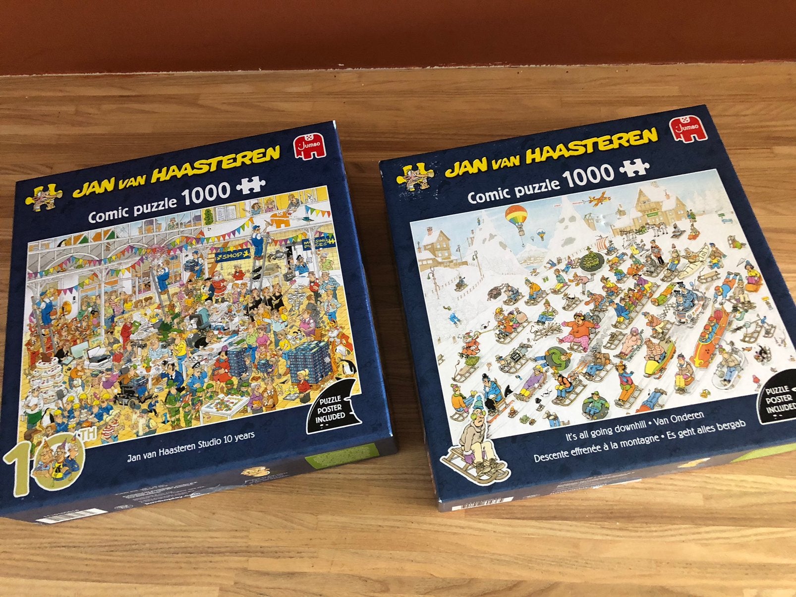 2 x Jan van Haasteren 1.000, Ophalen of Verzenden, 500 t/m 1500 stukjes, Zo goed als nieuw