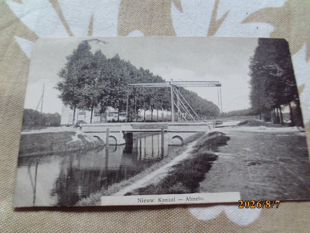 Almelo Overijssel Nieuwe Kanaal postzegel 1910 weg ophaalbru, Ophalen of Verzenden, Voor 1920, Gelopen, Overijssel