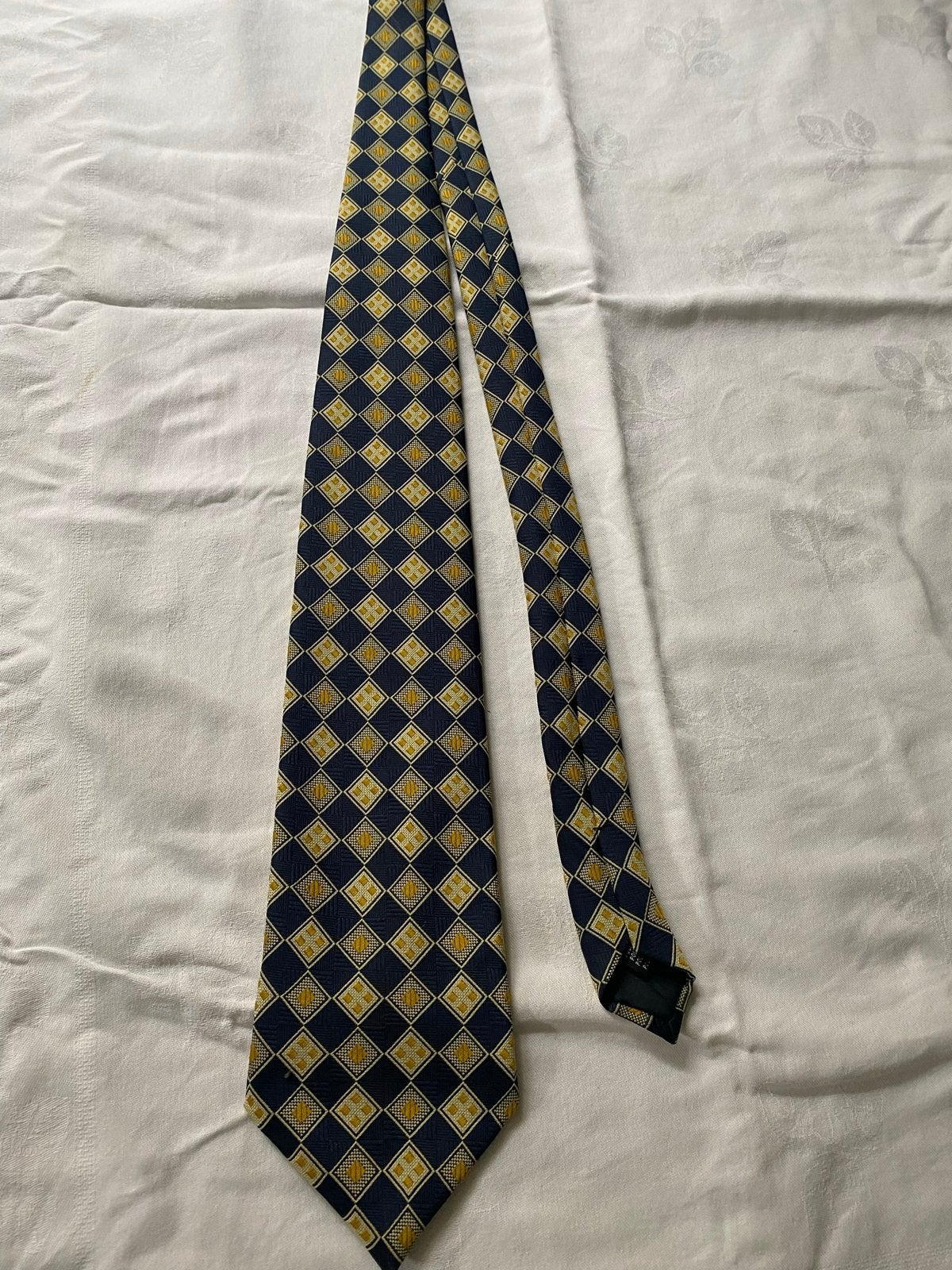Giovanni Cabaldi stropdas met patroon VADERDAG-cadeautip, Kleding | Heren, Ophalen of Verzenden, Zo goed als nieuw, Blauw, Met patroon