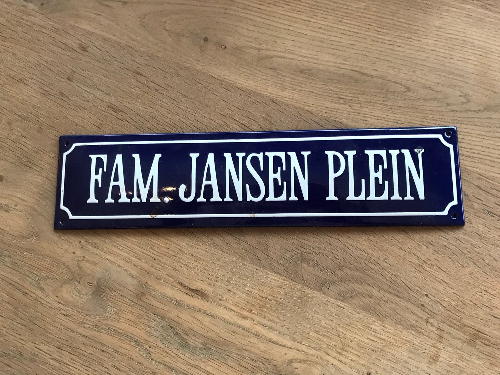Fam. Jansen Plein emaille bord, Ophalen of Verzenden