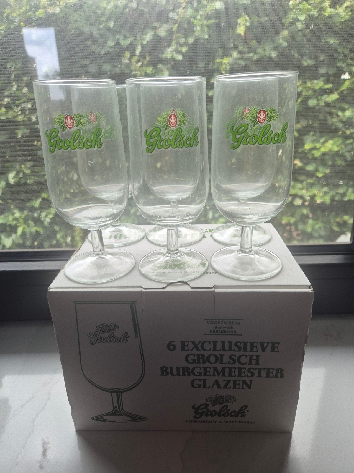 6 Exclusieve Grolsch Burgemeester Glazen, Verzamelen, Ophalen, Nieuw, Bierglas
