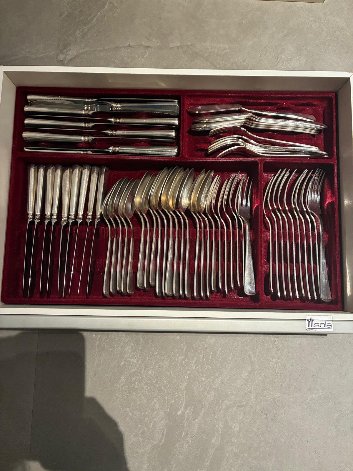 Sola 9 delig haags lofje bestek., Ophalen, Sola, Zilver, Bestekset