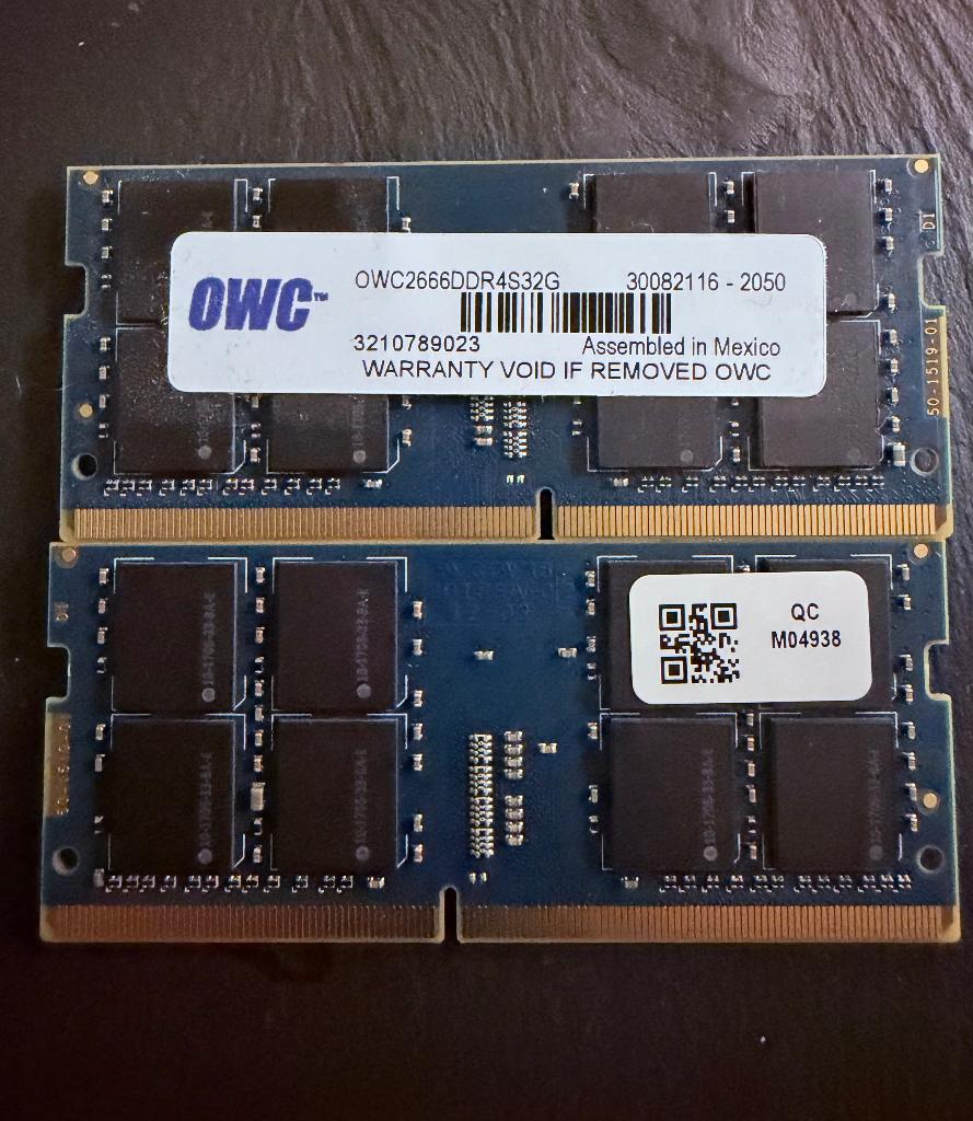 64GB RAM OWC (2x32GB) DDR4 2666MHz PC4-21300 SO-DIMM, Computers en Software, DDR4, Ophalen of Verzenden, Zo goed als nieuw, 64 GB
