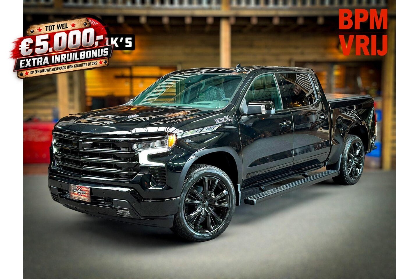 Chevrolet Silverado High Country Black Edition 6.2 V8 420PK,, Auto's, Automaat, 8 cilinders, 4 stoelen, Zwart