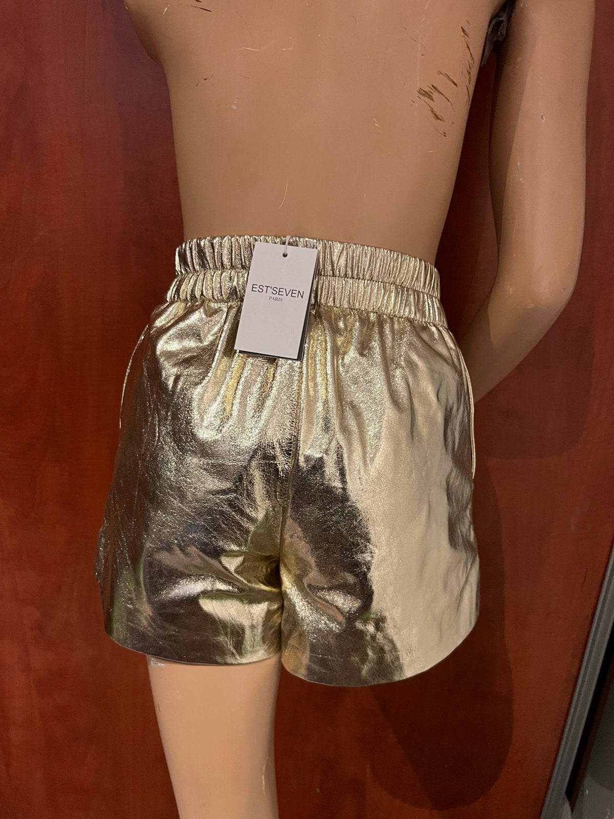 EST'SEVEN Echt Leren Broekje Goud XS Nieuw met Kaartjes, Kleding | Dames, F, Kort, R, G