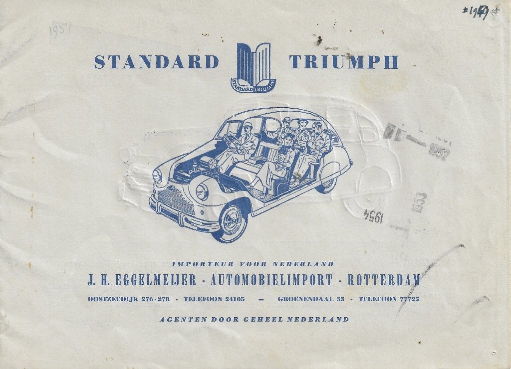 Brochure STANDARD Triumph ca. 1949 (NL)., Gelezen, Ophalen of Verzenden, Overige merken, Standard.