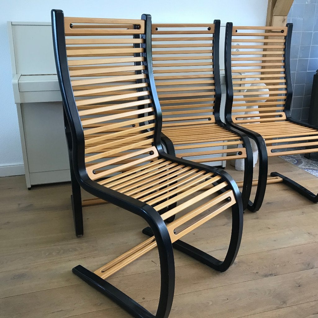Set 4 Terje Hope Moremobler string stoelen chairs vintage, Bruin, Ophalen of Verzenden, Nvt, Nvt