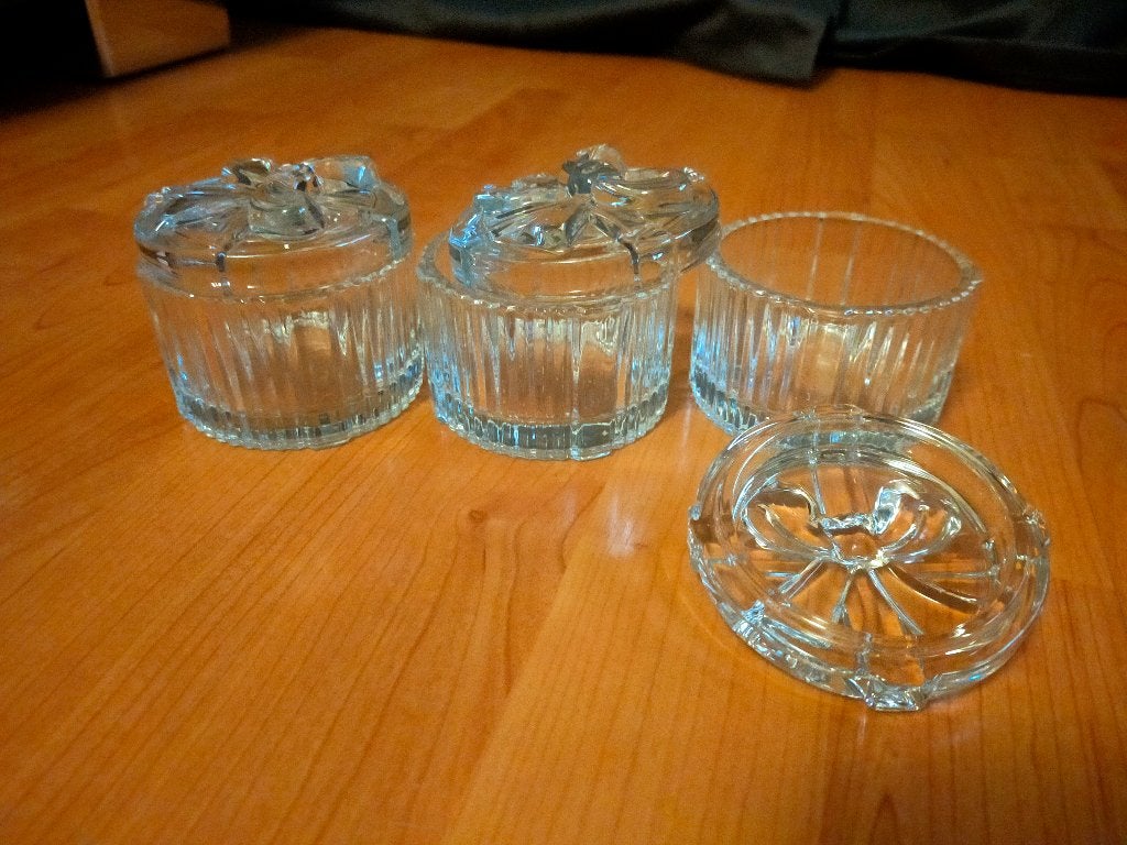 Glazen potjes 3x, Ophalen, Zo goed als nieuw, Glas