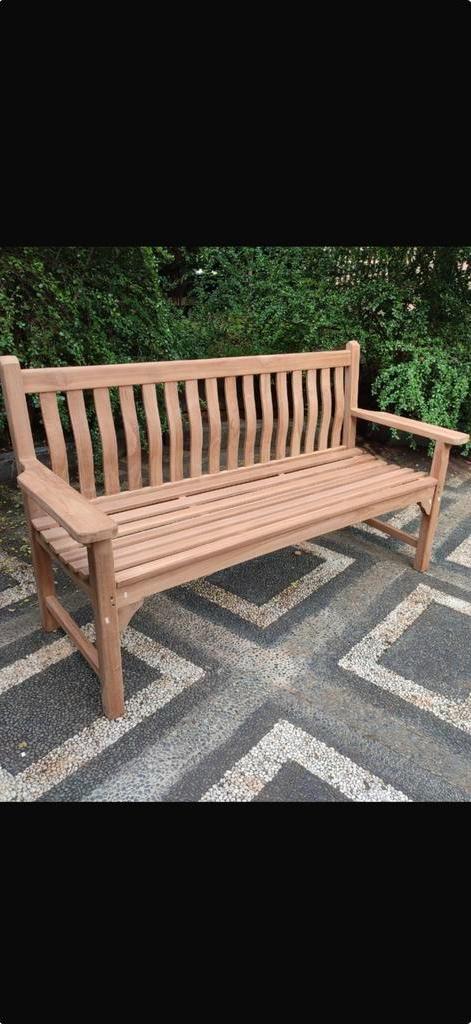 Wave Teak Driezitsbank - Stijlvolle Tuinbank gratis verzend, Ophalen of Verzenden, Nieuw, Teakhout