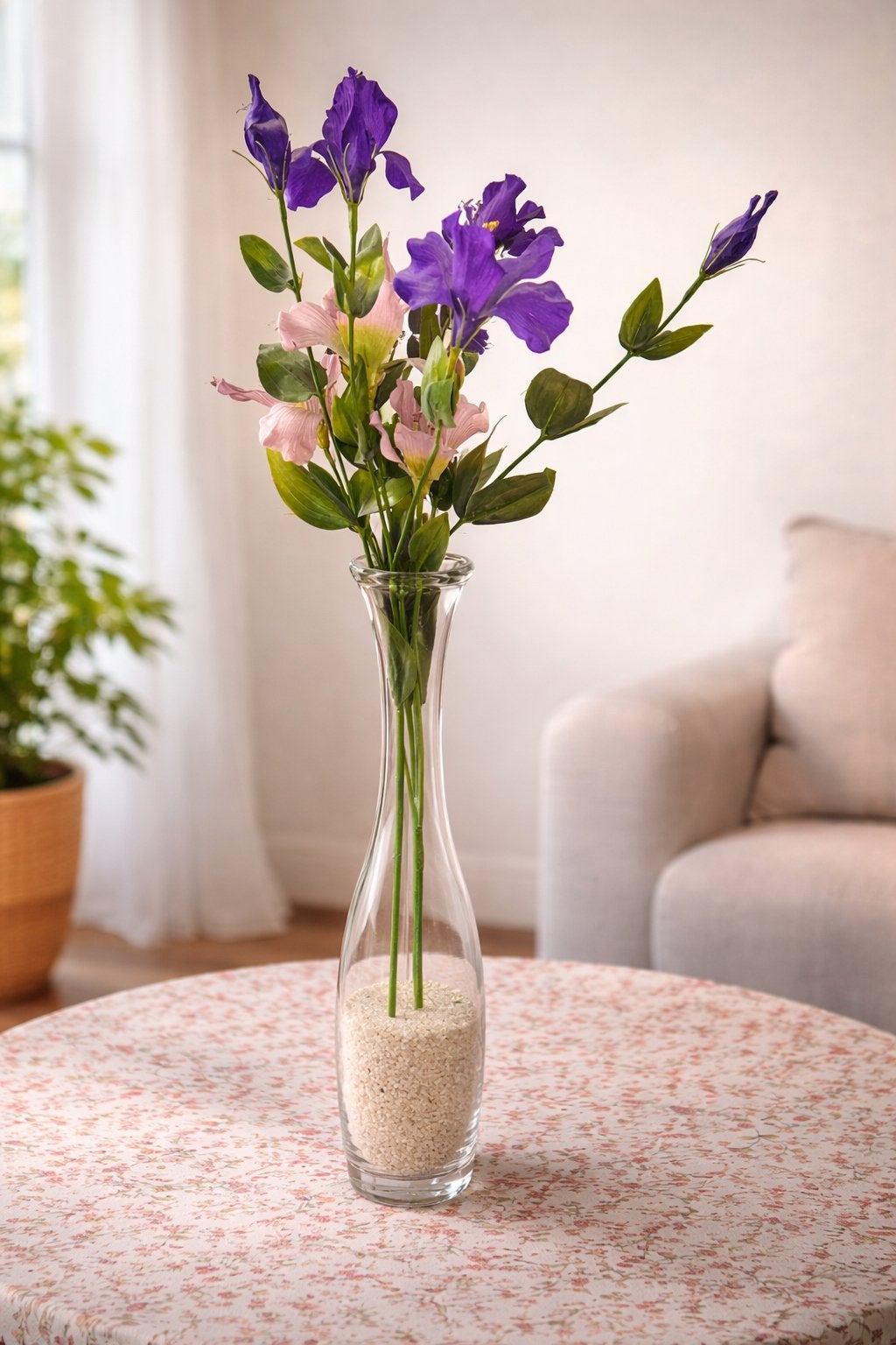 Smal vaasje hoog vaasje Leerdams glas ongeveer 40 cm hoog, Ophalen of Verzenden