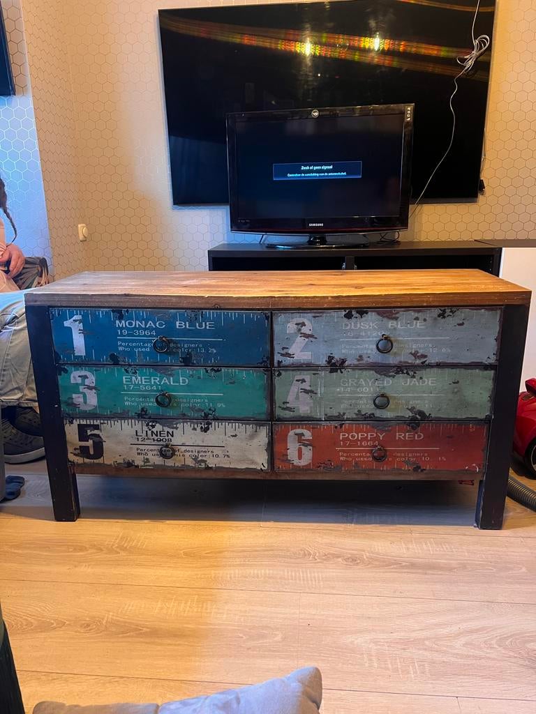 Xenos ladekast met 6 lades industrieel design 120 x 40 x 63, Huis en Inrichting, Kasten | Ladekasten, Ophalen, 100 tot 150 cm