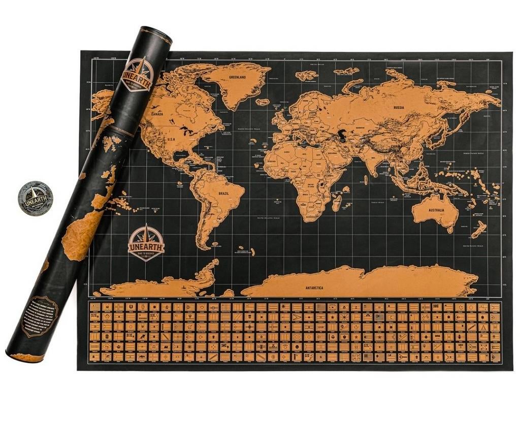 Krasposter Wereld XL 75x55cm - 210 Vlaggen, Boeken, Ophalen, 2000 tot heden, Nieuw, Landkaart