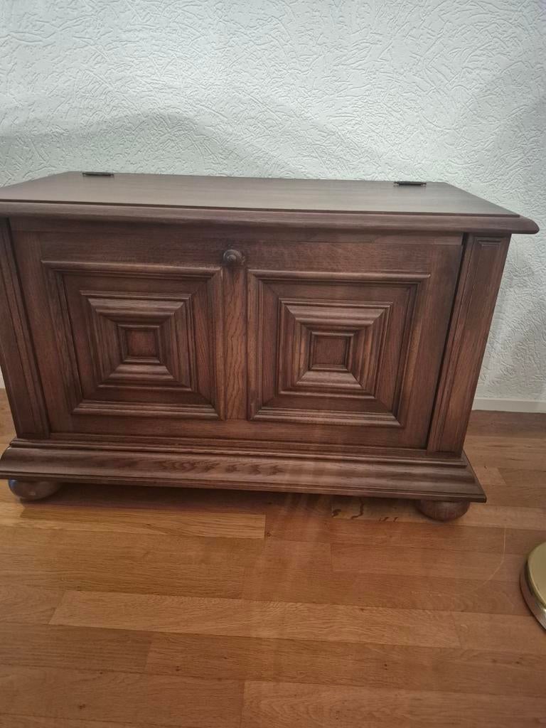 Kast en spiegel eikenhout gefineerd., Ophalen, Gebruikt