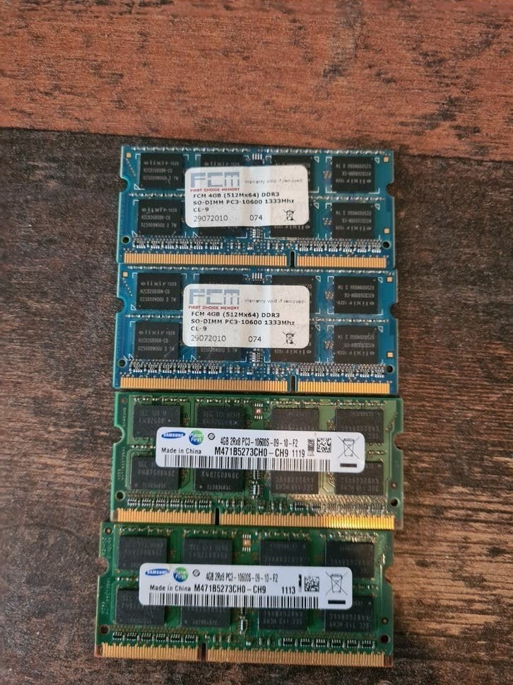 4x 4GB DDR3 SO-DIMM RAM Geheugen voor Laptop (16GB Totaal), Computers en Software, Gebruikt, DDR3, Ophalen of Verzenden, Laptop