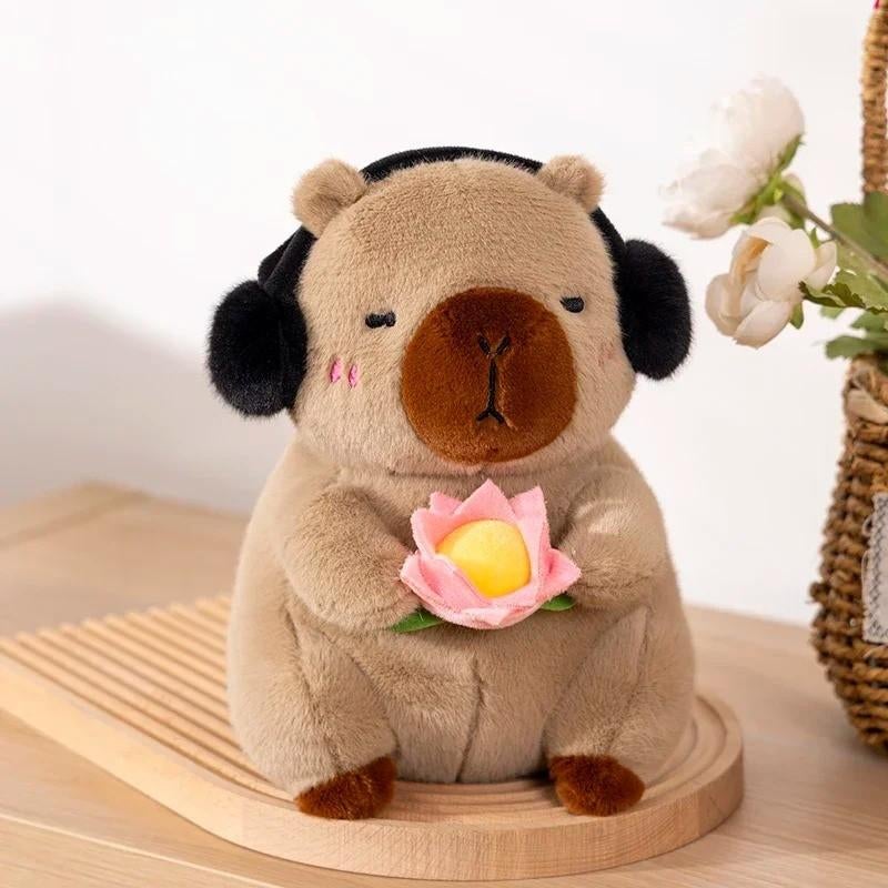 Capybara met Lotus schattige pluche knuffels (25cm), Ophalen of Verzenden, Nieuw, Overige typen