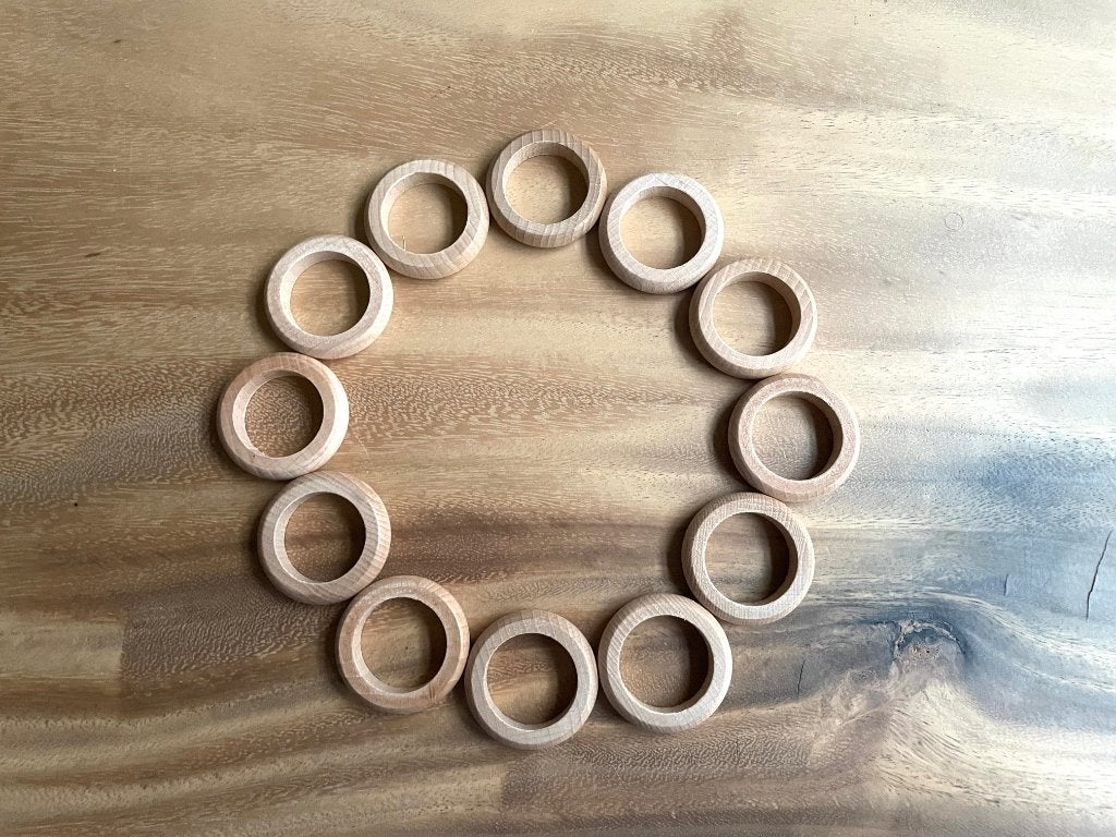 Grapat 12x naturel houten ringen, NL, Nieuw, Ophalen of Verzenden, Info@handmadebycharlie.nl