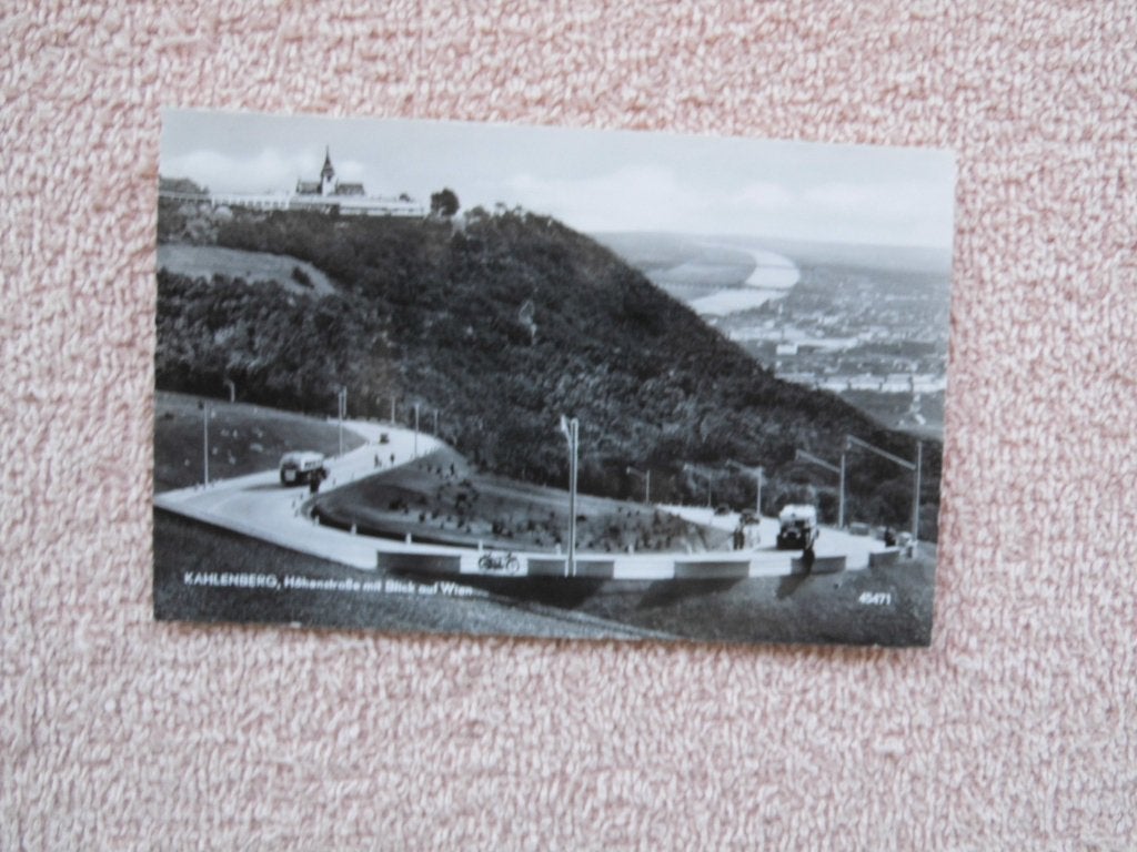 Autobus / Motor - Kahlenberg, Höhenstraße met blik op Wenen, Ophalen of Verzenden, 1940 tot 1960, Ongelopen, Voertuig
