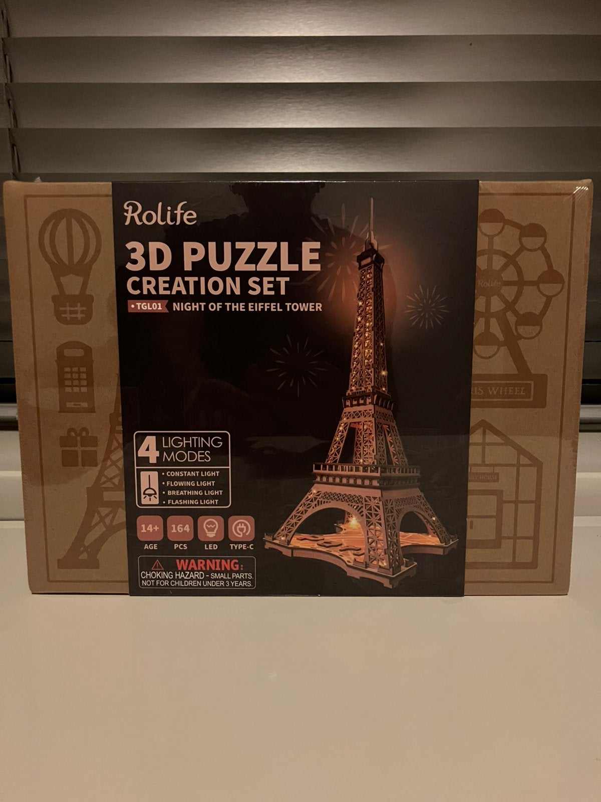 Robotime 3d puzzle night of the eiffel tower, Ophalen of Verzenden, Nieuw, Knutselset, Overige merken