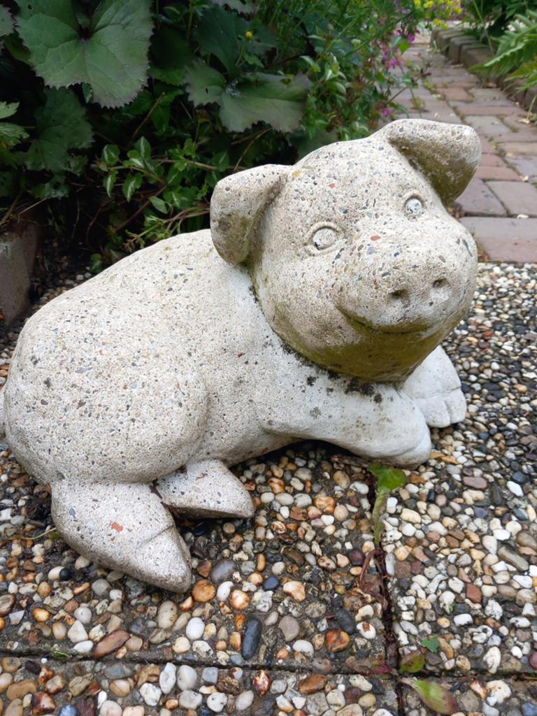 Lief betonnen varken voor tuin of interieur, Ophalen, Gebruikt, Beton, Dierenbeeld