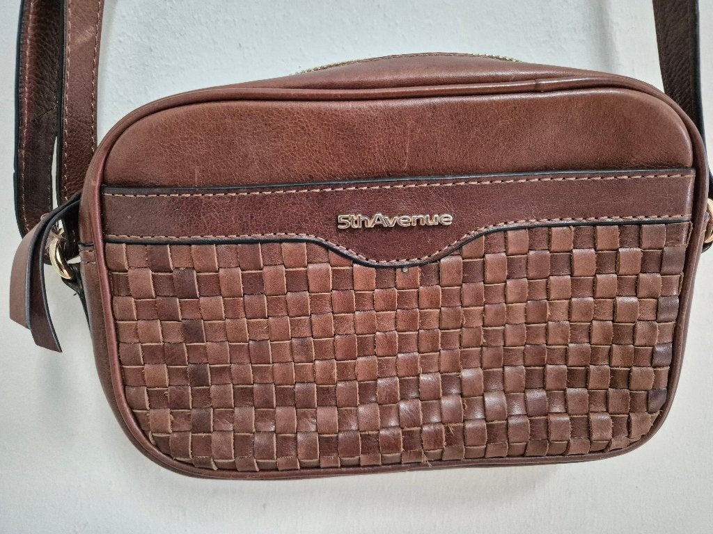Tas56 - Bruine leren 5th Avenue tas (1), Kleding | Dames, Schoenen, Ophalen of Verzenden, Zo goed als nieuw, Bruin