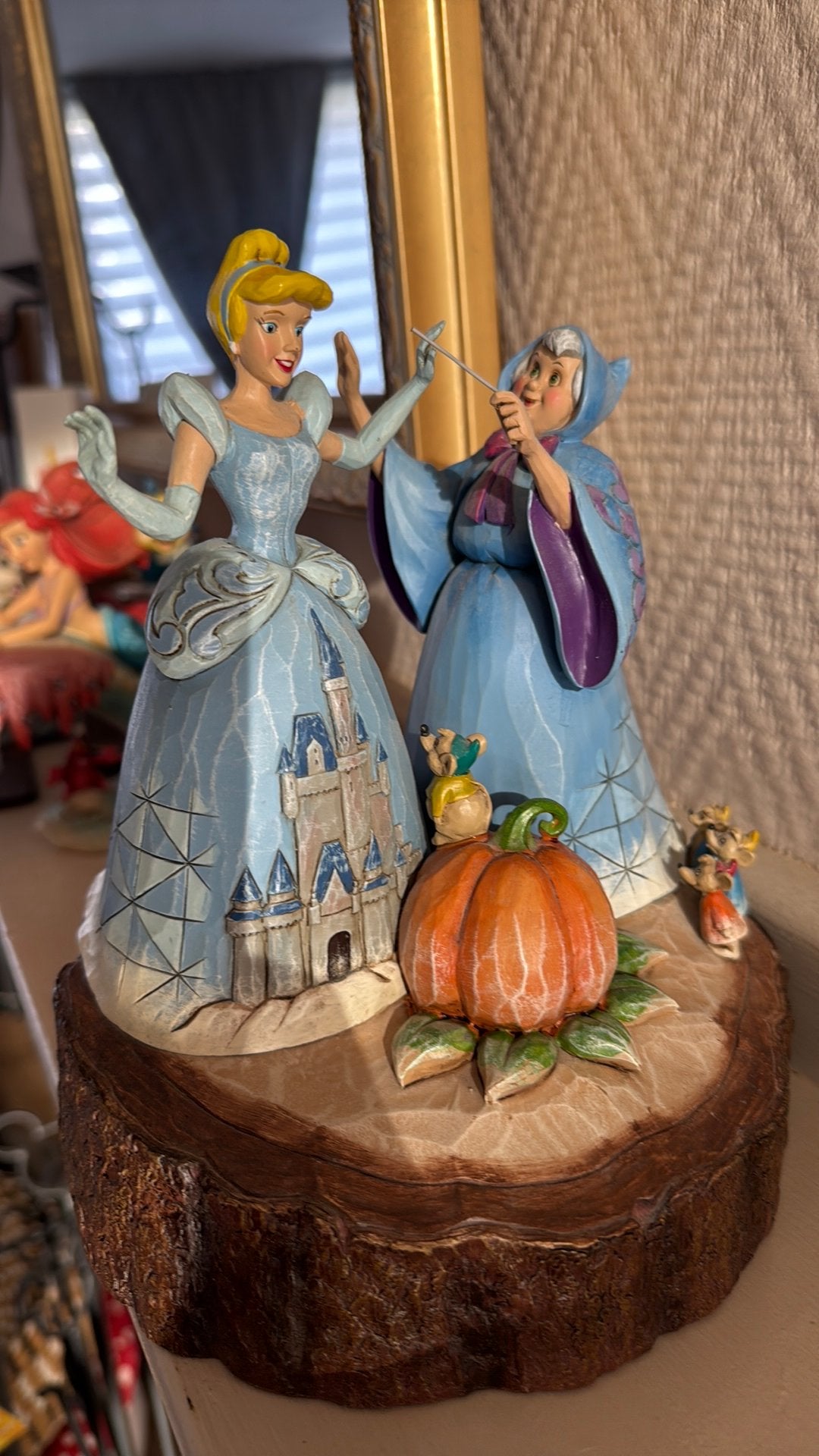 Disney Assepoester Beeldje met Goede Fee en Pompoen, Ophalen, Assepoester of Belle, Nieuw, Beeldje of Figuurtje