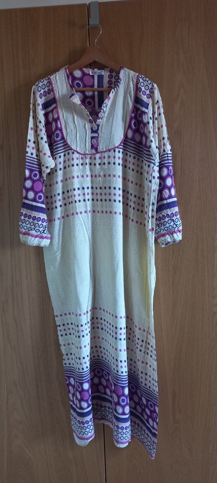 Nora lange tuniek / maxi-jurk met paars motief –, Ophalen of Verzenden, Zo goed als nieuw, Paars, Blouse of Tuniek