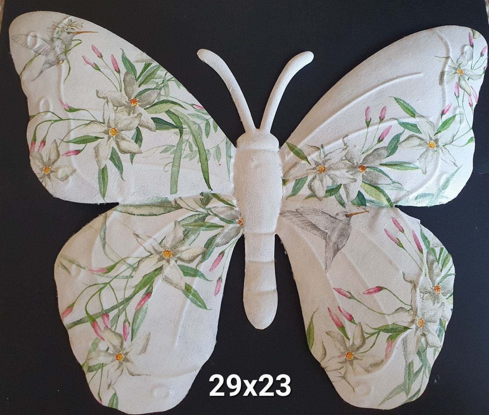 Decoratieve vlinder met bloemenprint - 29x23 cm, Ophalen of Verzenden, Nieuw, Metaal