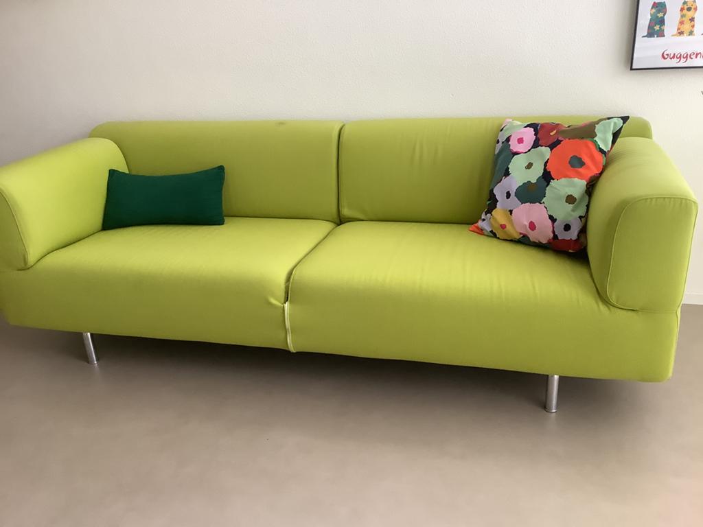 3-pers. Cassina Met bank appelgroen 220 breed, Huis en Inrichting, Ophalen, Gebruikt, Driepersoons, 75 tot 100 cm