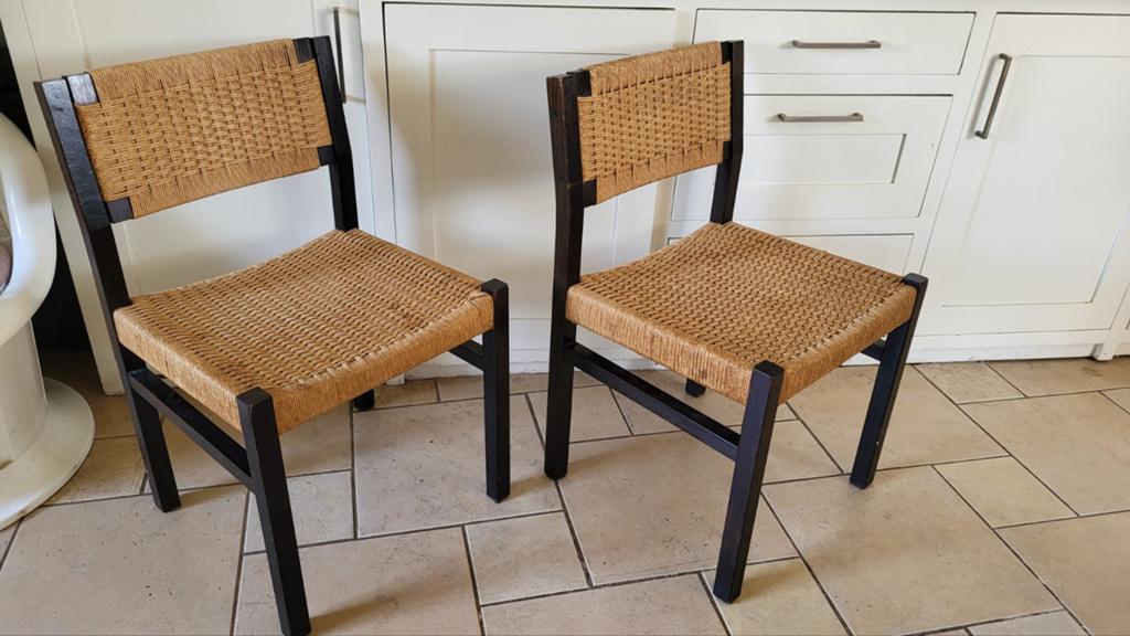 Vintage webbing pastoe stoelen wenge 1960 1970, Ophalen, Gebruikt, Twee, Bruin