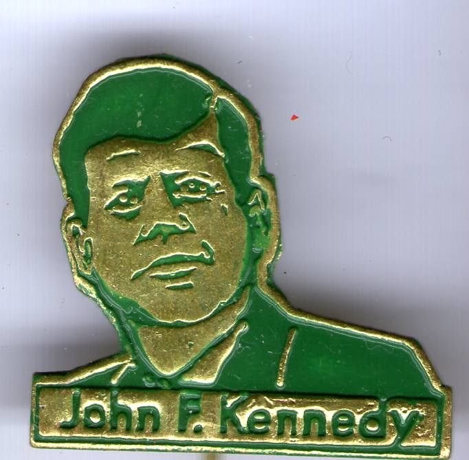 John F. Kennedy groen op koper president speldje ( S_022), Verzenden, Nieuw, Figuurtje, Speldje of Pin