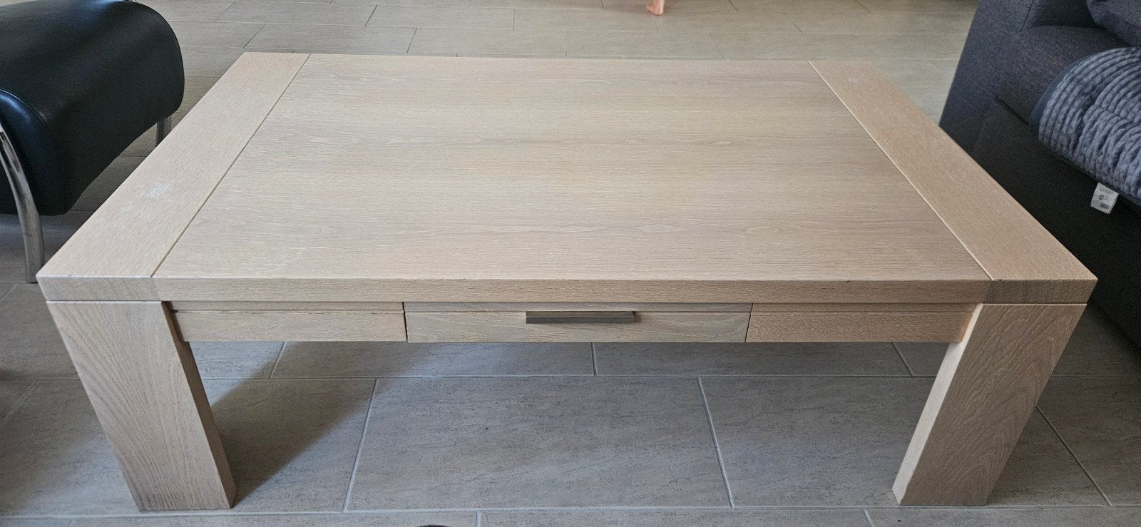 salontafel eiken hout met 1 lade 80cm x 130cm x 44cm hoog, Huis en Inrichting, Ophalen, Gebruikt, 100 tot 150 cm, Eikenhout