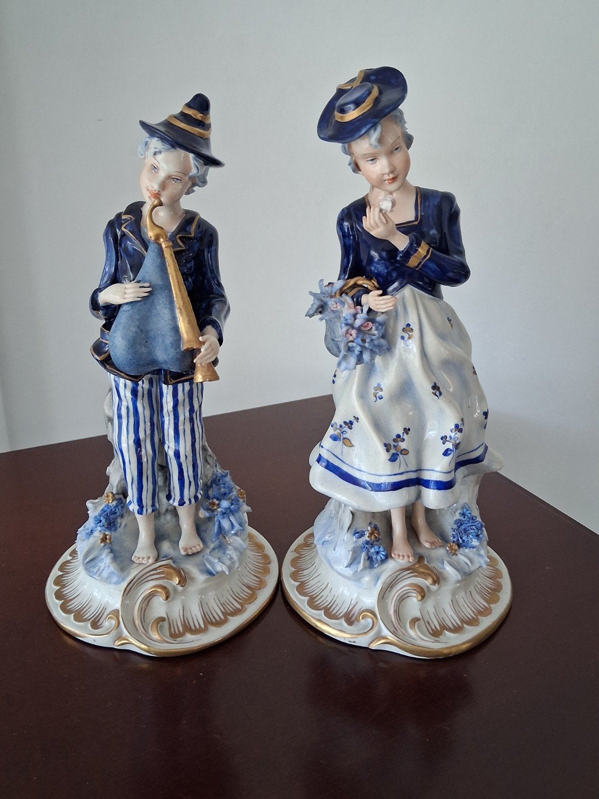Antieke Capadimonte Italy beelden 27cm hoog,gemerkt., Antiek en Kunst, Ophalen of Verzenden
