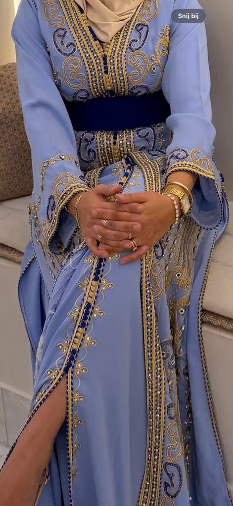 Te koop Marokkaanse jurk/takshita/takshita/kaftan, Maat 38/40 (M), Overige typen, Blauw, Ophalen of Verzenden