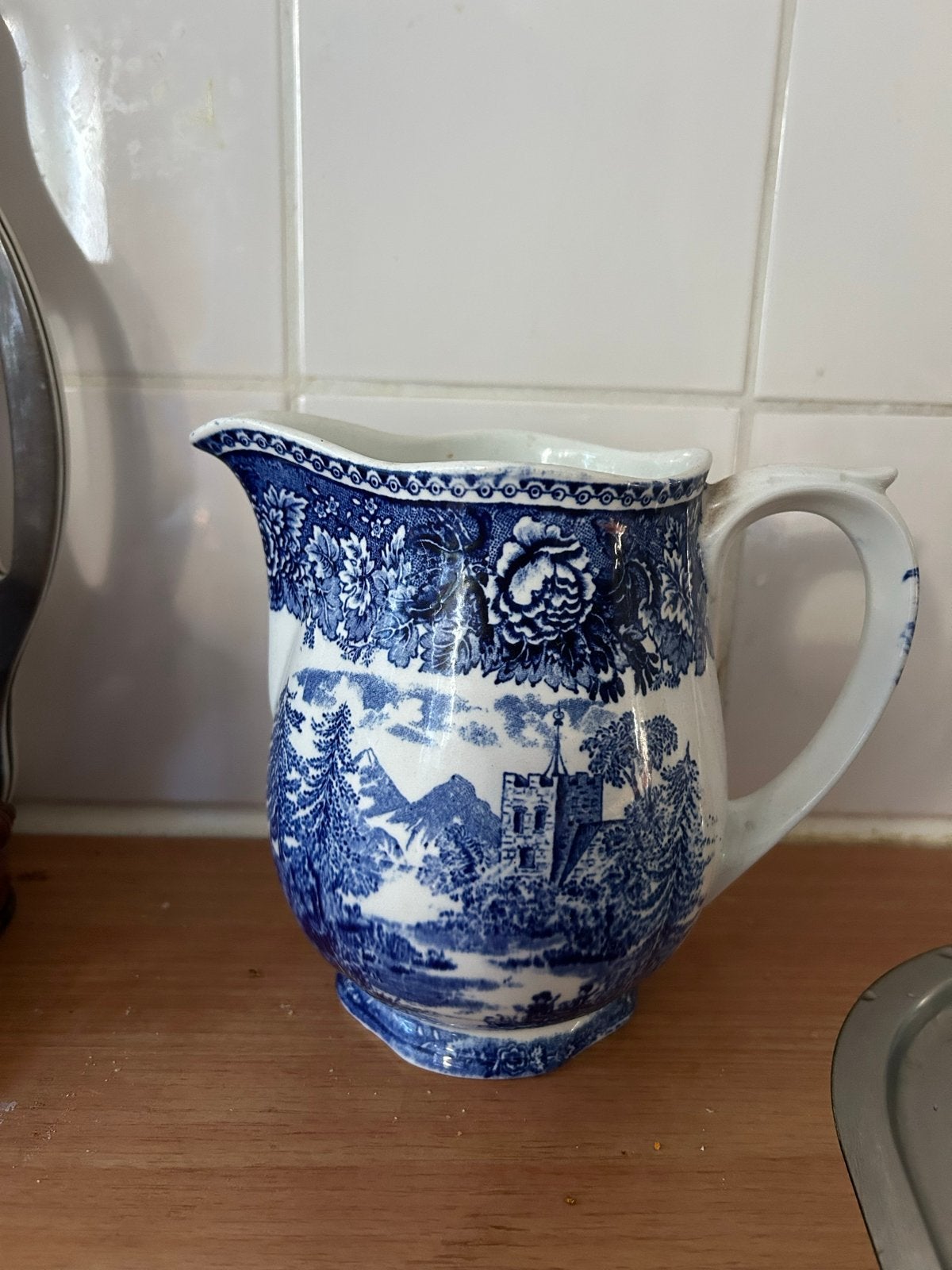 Antieke Arabia Melkkan - Blauw/Wit Toile de Jouy, Ophalen of Verzenden