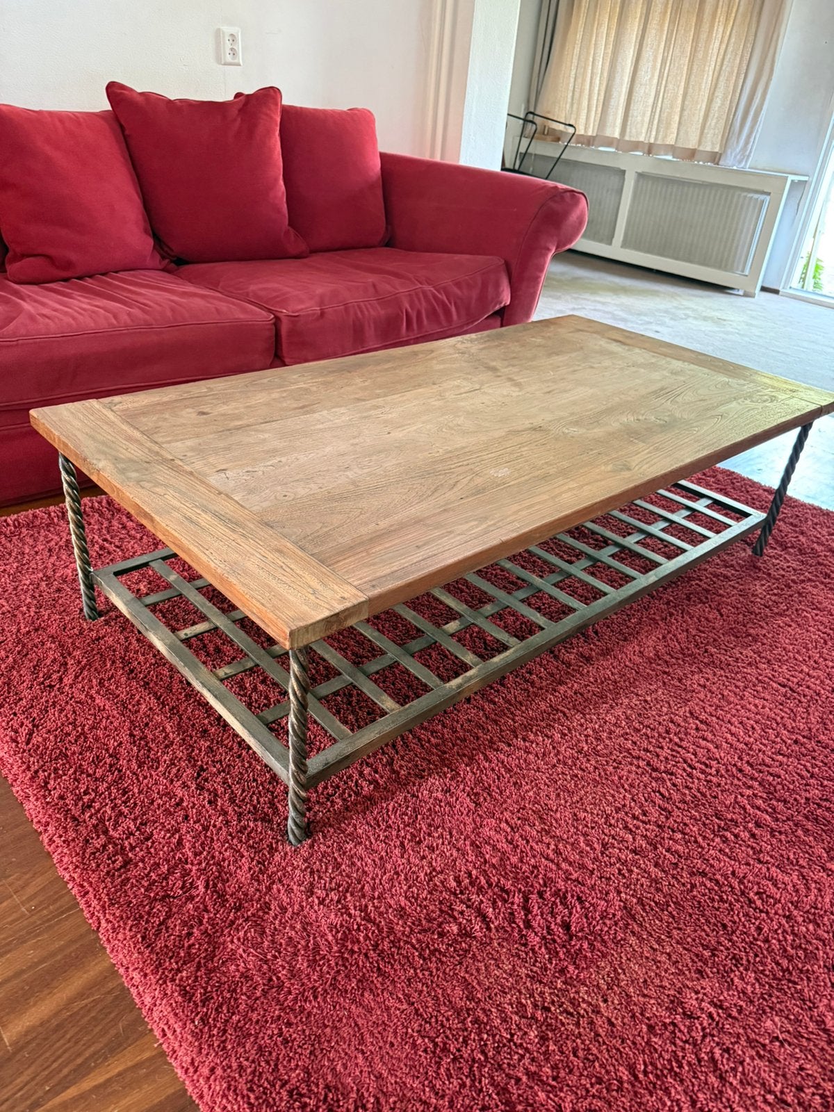 Houten salontafel 145x42x75 van het Posthuys, Ophalen, 100 tot 150 cm, 50 tot 100 cm, Zo goed als nieuw