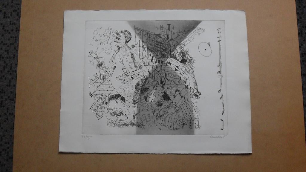 LUCEBERT ; zeer grote originele gesigneerde ets, Ophalen of Verzenden, Ets, Gesigneerd