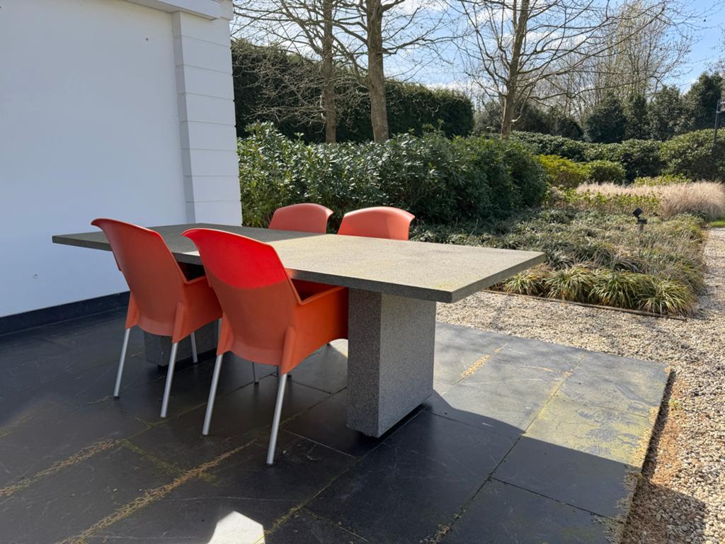 Stijlvolle granieten tuintafel / eettafel, Tuin en Terras, Tuintafels, Ophalen, Gebruikt, Rechthoekig, Overige materialen