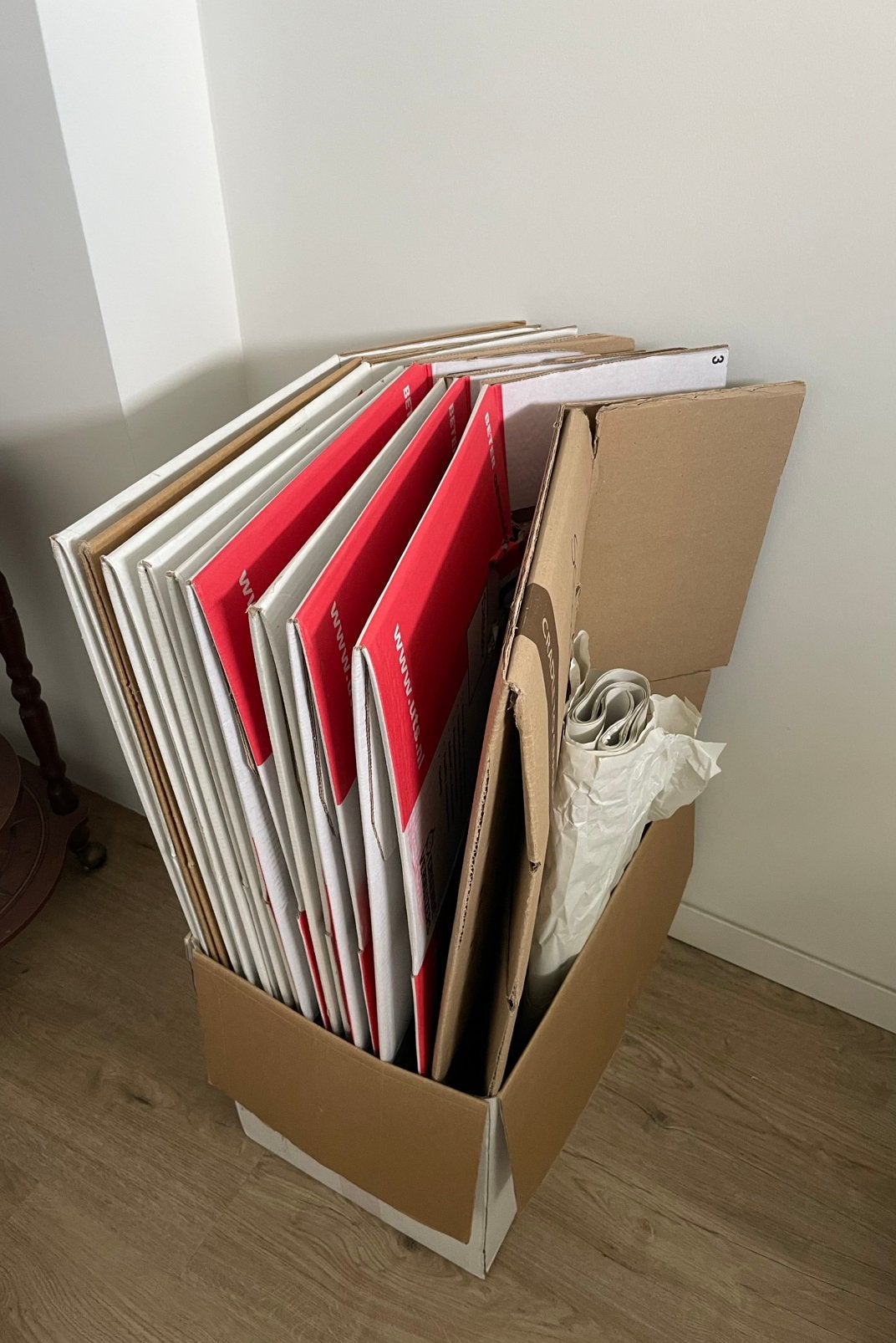 11 stevige verhuisdozen en verpakkingspapier, Ophalen, Opvouwbaar, 50 tot 75 cm, Minder dan 40 cm